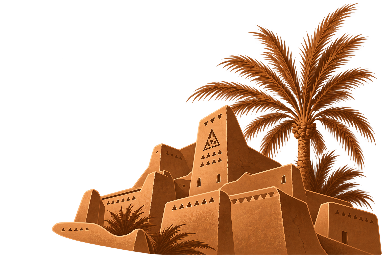 عمارة نجدية ونخلة